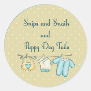 Snips Snails Puppy Dog Tails With Baby Clothes Classic Round Sticker