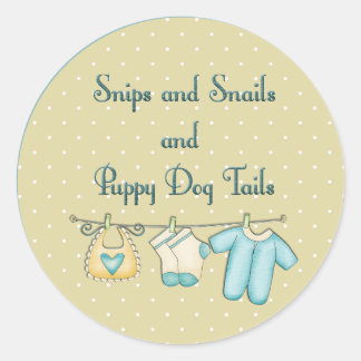 Snips Snails Puppy Dog Tails With Baby Clothes Classic Round Sticker