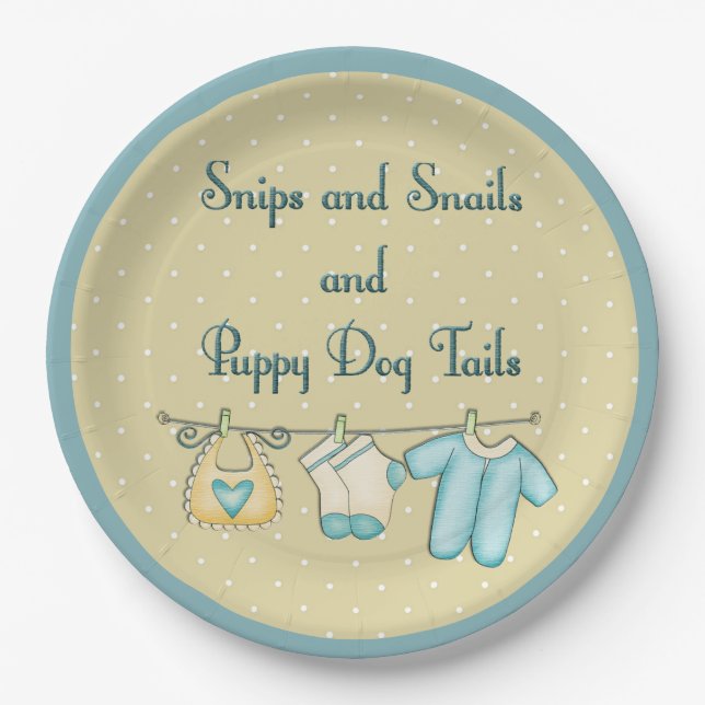 Snips Snails Puppy Dog Tails With Baby Clothes Paper Plates (Front)