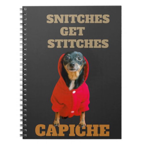 Snitches Get Stitches Capiche T_Shirt Notebook
