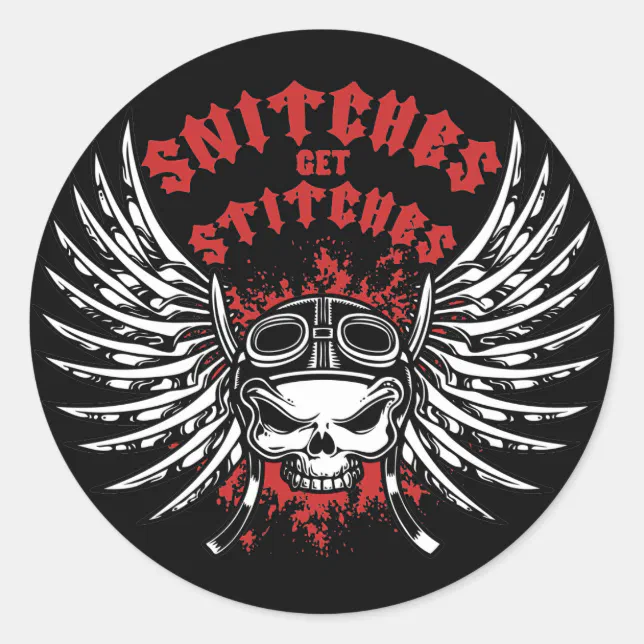 Snitches Get Stitches Classic Round Sticker | Zazzle