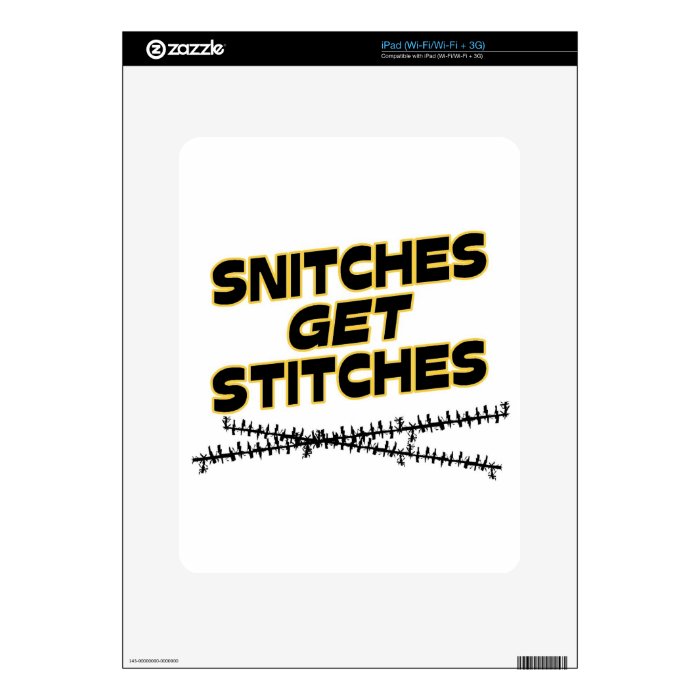 Snitches Get Stitches Decal For iPad