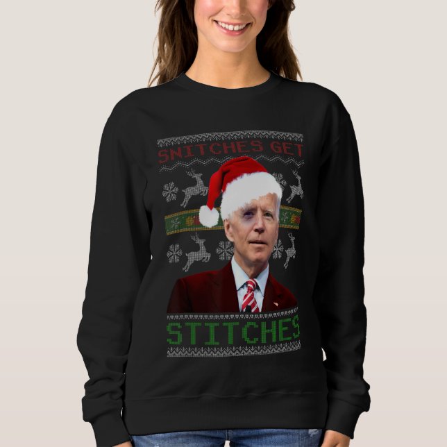 Snitches Get Stitches Ugly Christmas Sweater Santa (Front)
