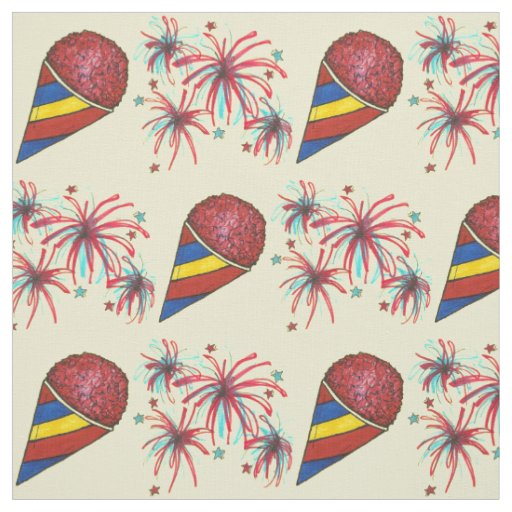 Snocone Fireworks USA July 4th Fourth Snoball Fabric