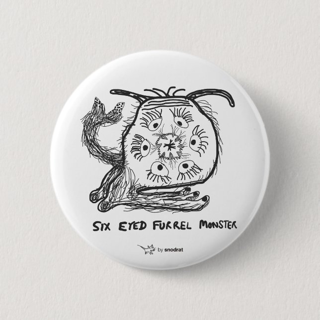 Snod Rat: Six Eyed Furrel Monster Button (Front)
