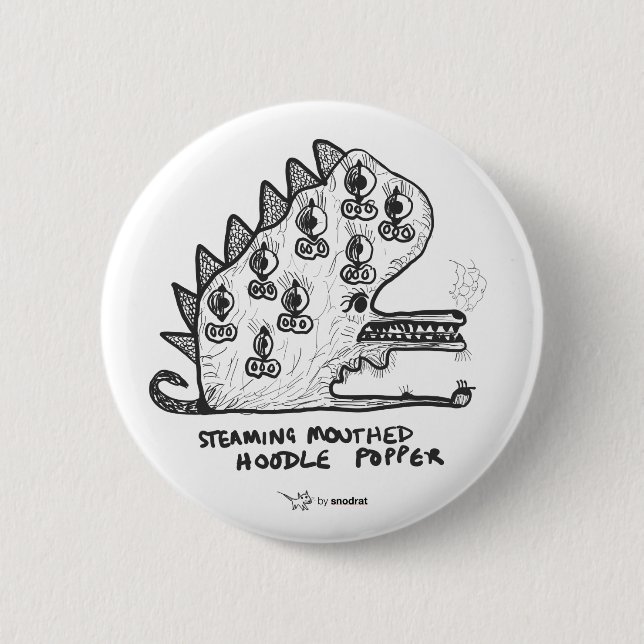 Snod Rat: Steaming Mouthed Hoodle Popper Button (Front)