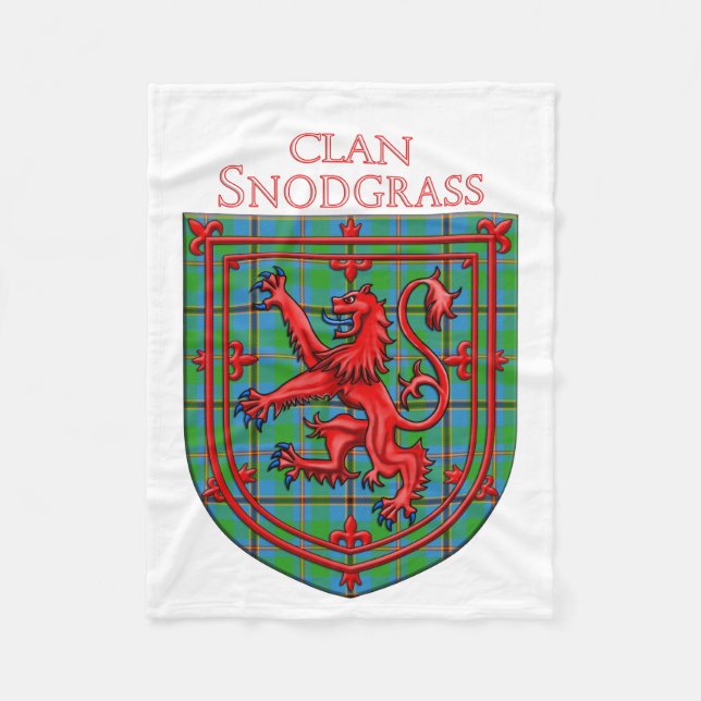 Snodgrass Tartan Scottish Plaid Lion Rampant Fleece Blanket (Front)