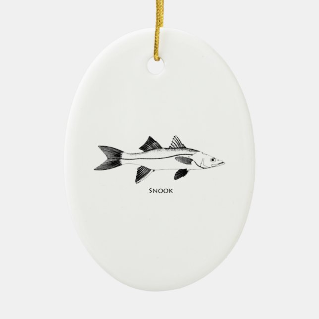 Snook Line Art Logo Ceramic Ornament (Front)
