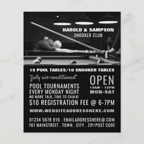 Snooker Club Portrait Pool Snooker Club Advert Flyer