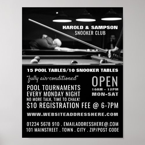 Snooker Club Portrait Pool Snooker Club Advert Poster