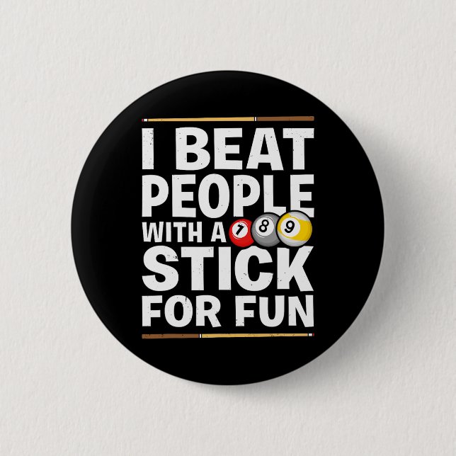 Snooker Game Beat People With A Stick Pool Players Button (Front)