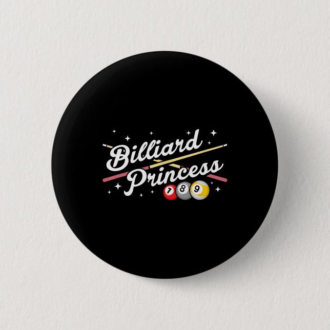 Snooker Game Billiard Princess Pool Players Billia Button (Front)