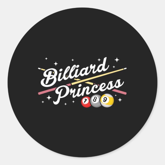 Snooker Game Billiard Princess Pool Players Billia Classic Round Sticker (Front)
