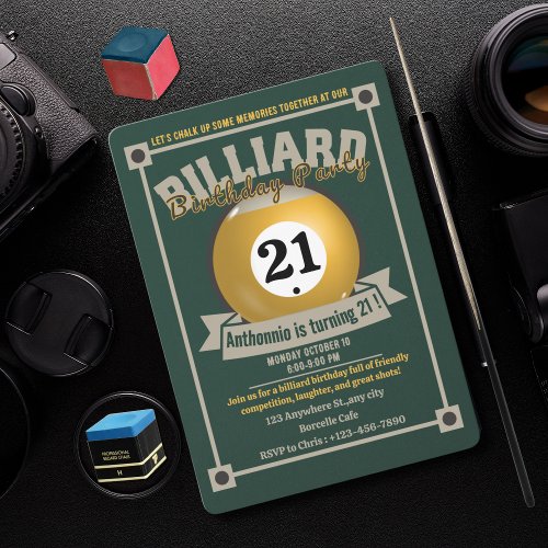 Snooker Invite Pool Birthday Party Billiards Sport
