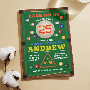 Snooker Pool Birthday Party Invitation