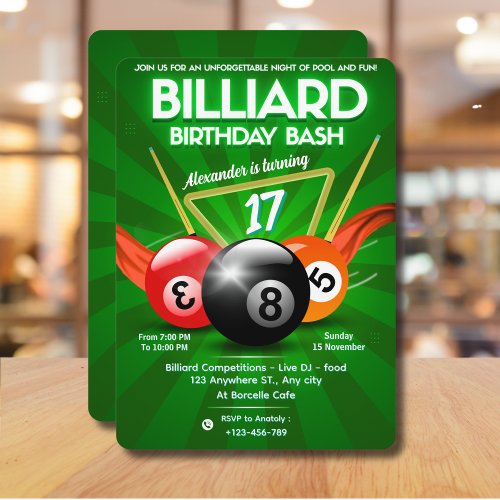 Snooker Pool Table Billiards Birthday Party 