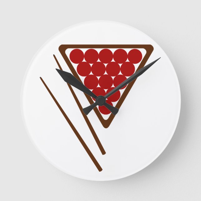 Snooker Rack and Snooker Cues Round Clock (Front)