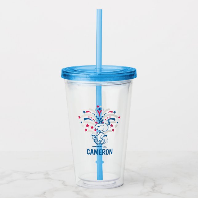 Snoopy 4th of July Dance Acrylic Tumbler (Front)