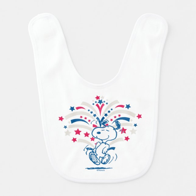 Snoopy 4th of July Dance Baby Bib (Front)