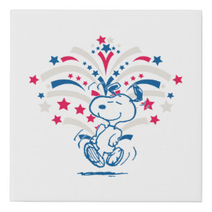 Snoopy 4th of July Dance Faux Canvas Print