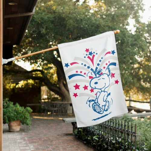 Snoopy 4th of July Dance House Flag