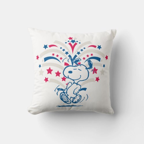 Snoopy 4th of July Dance Throw Pillow