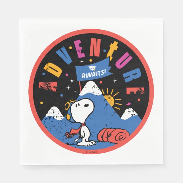 Snoopy Adventure Awaits Graduation Mountain Design Napkins (Front)