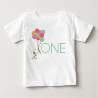 Snoopy and Balloons 1st Birthday Baby T-Shirt
