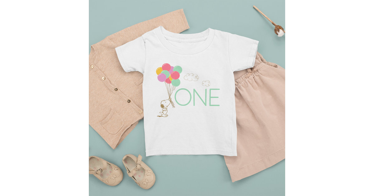 Snoopy and Balloons 1st Birthday Baby T-Shirt | Zazzle