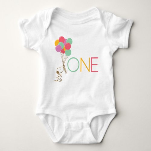 Snoopy and Balloons 1st Birthday Baby T_Shirt Baby Bodysuit