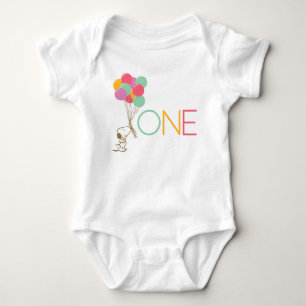 Snoopy and Balloons 1st Birthday Baby T-Shirt Bodysuit