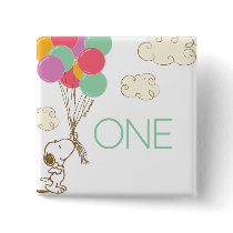 Snoopy and Balloons 1st Birthday Button