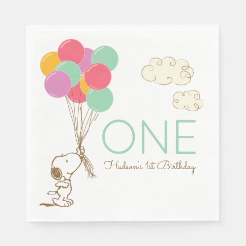 Snoopy and Balloons 1st Birthday Napkins