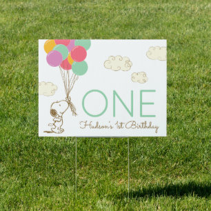 Snoopy and Balloons 1st Birthday Sign