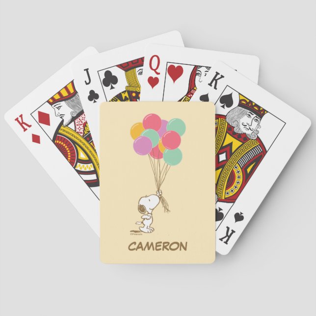 Snoopy and Balloons | Add Your Name Playing Cards (Back)