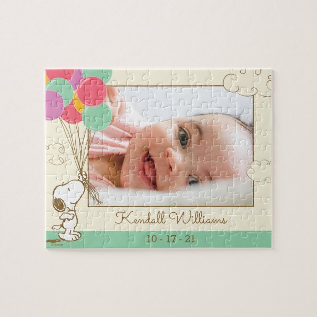 Snoopy and Balloons Baby Photo Jigsaw Puzzle (Horizontal)