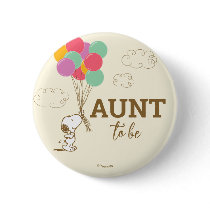 Snoopy and Balloons Baby Shower Aunt Button