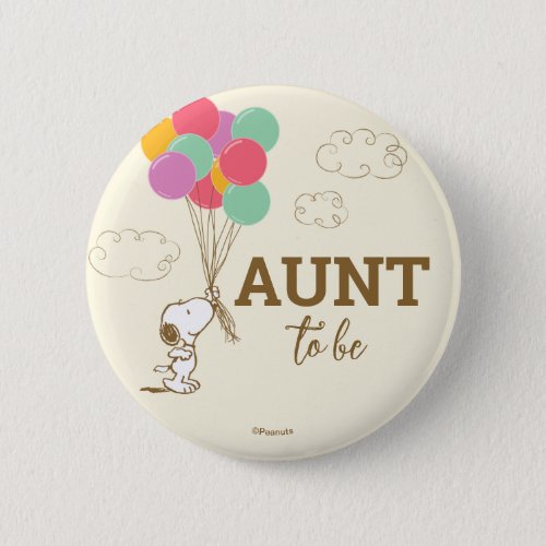 Snoopy and Balloons Baby Shower Aunt Button