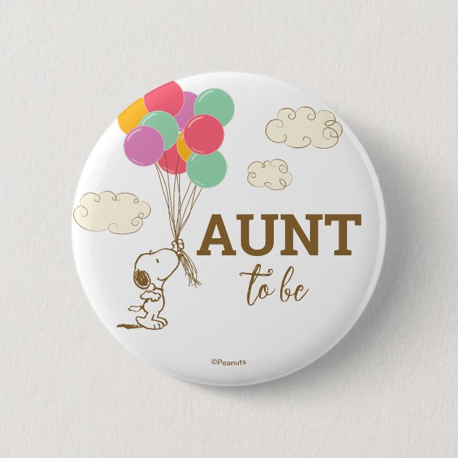Snoopy and Balloons Baby Shower Aunt Button (Front)