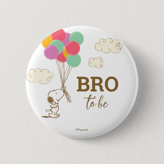 Snoopy and Balloons Baby Shower Brother To Be Button (Front)