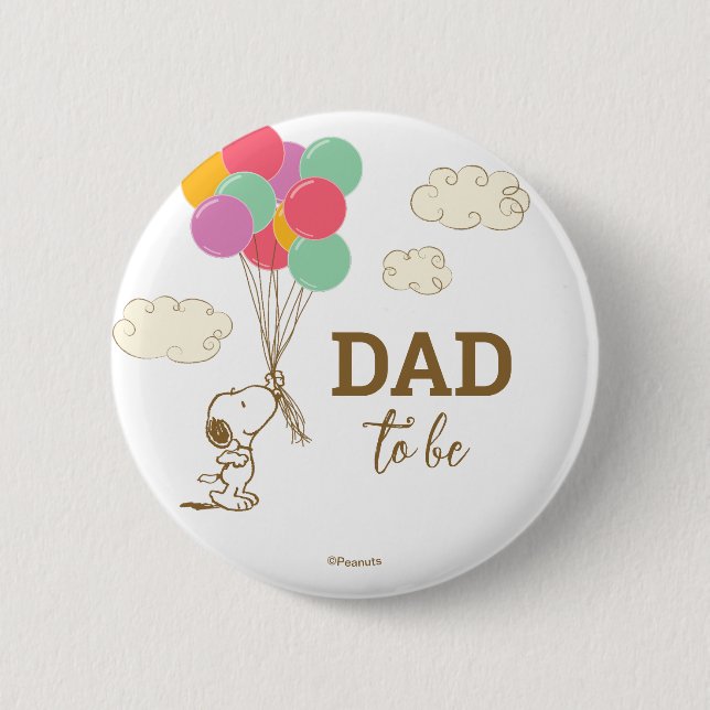Snoopy and Balloons Baby Shower Dad To Be Button (Front)