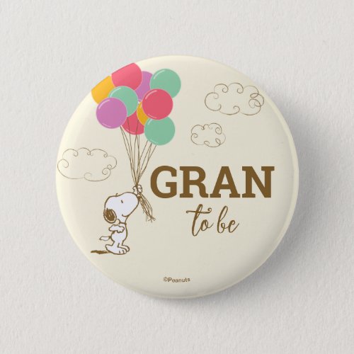 Snoopy and Balloons Baby Shower Grandma To Be Button