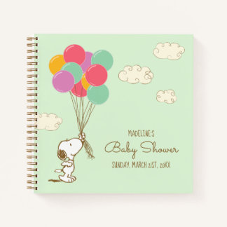Snoopy and Balloons Baby Shower Guest Gift List Notebook