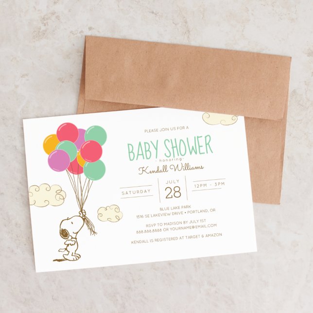 Snoopy and Balloons Baby Shower Invitation (Creator Uploaded)