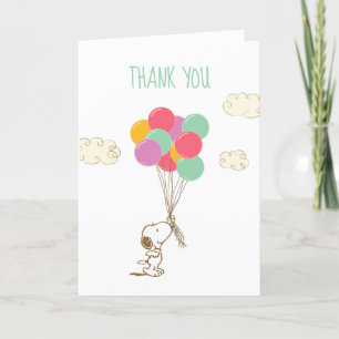 Snoopy and Balloons Baby Shower Letterpress Thank You Card