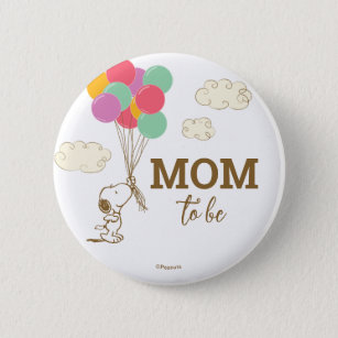 Snoopy and Balloons Baby Shower Mom To Be Button