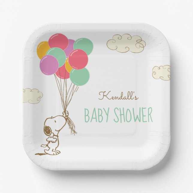 Snoopy and Balloons | Baby Shower Paper Plates (Front)