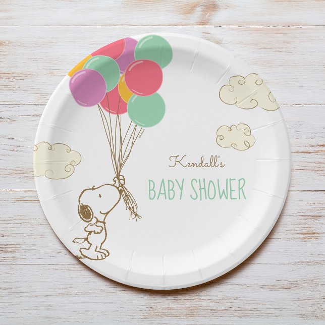 Snoopy and Balloons Baby Shower Paper Plates (Creator Uploaded)