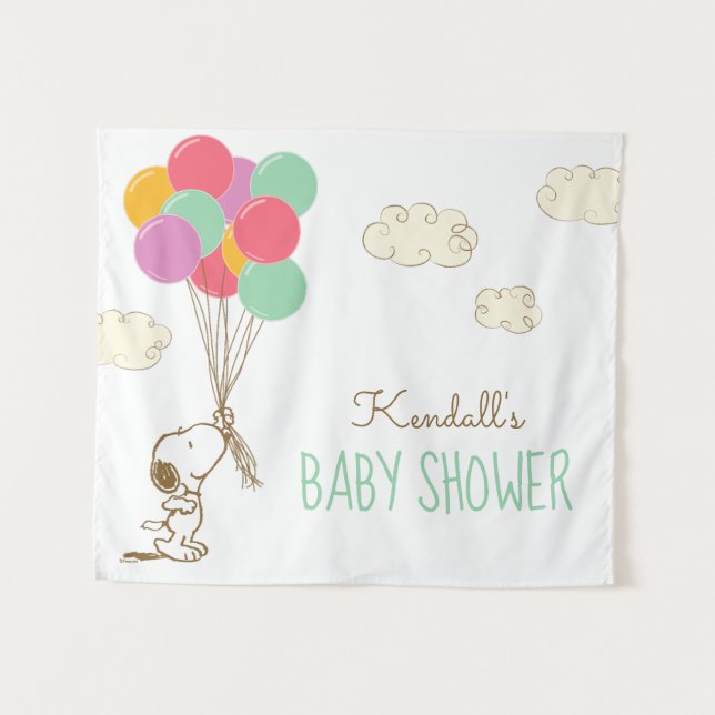 Snoopy and Balloons Baby Shower Tapestry (Front (Horizontal))