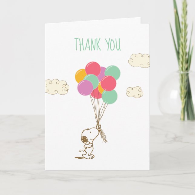 Snoopy and Balloons Baby Shower Thank You Card (Front)